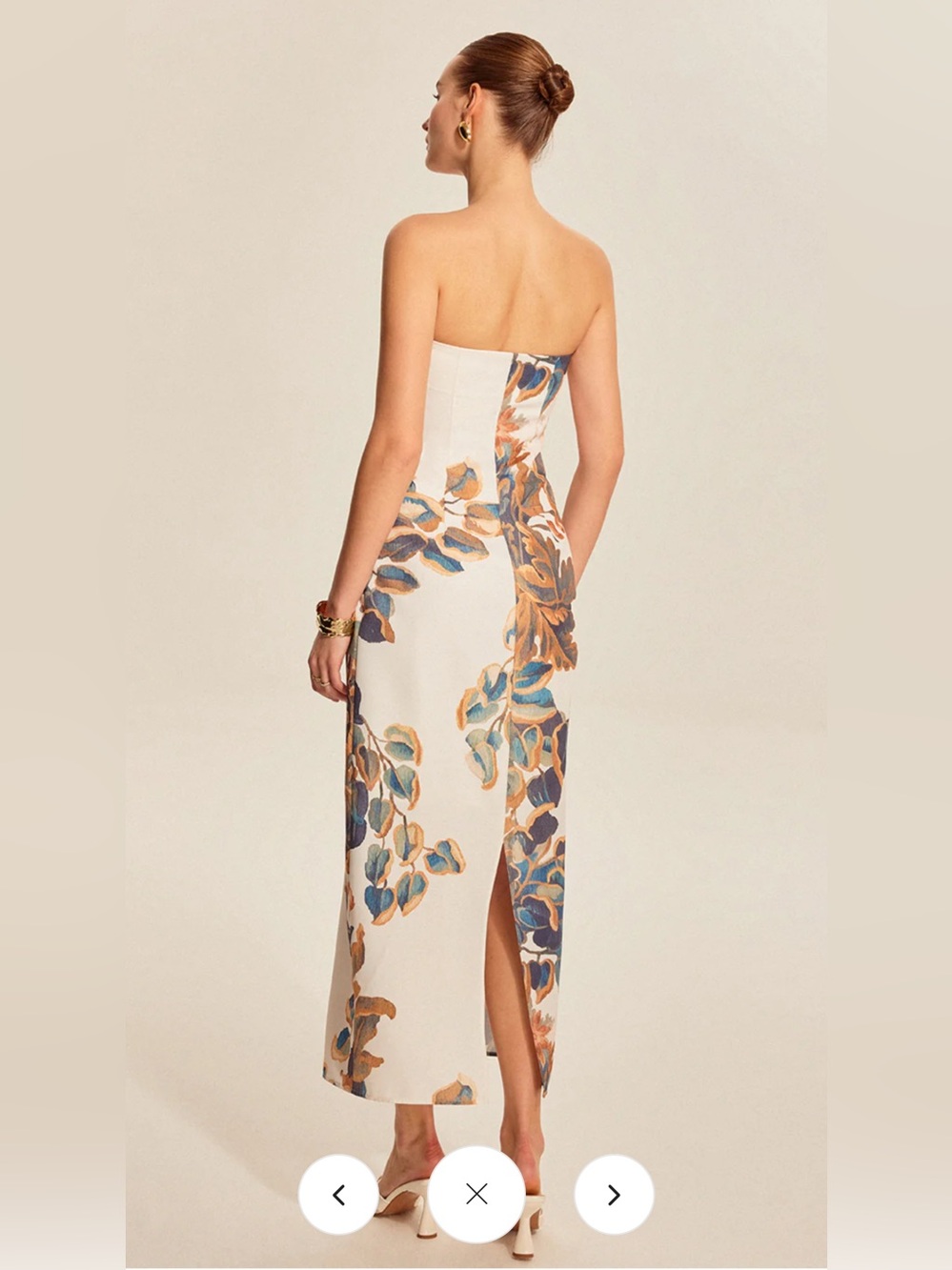 COMMENSE White Floral Print Strapless Dress Size L - Picture 3 of 13